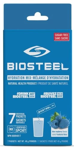 BioSteel High-Performance Sports Hydration Mix (7 Count) -Hockey Shop 630614 CAN 20Biosteel Hydration 20Mix Blue 20Raspberry 7CT Front
